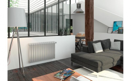 Radiateur Chaleur douce Mythik horizontal aluminium satiné 1000W