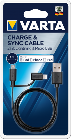 Cable 2in1 Micro USB & MFI pour synchroniser vos données tout en chargeant votre appareil