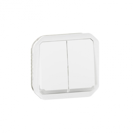 Commande double interrupteur ou poussoir lumineux Plexo composable blanc