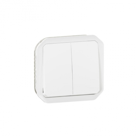 Commande double interrupteur ou poussoir Plexo composable blanc