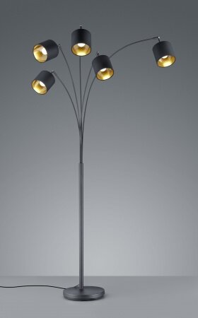 Lampadaire TOMMY noir mat 5 lampes E14 - TRIO LIGHTING