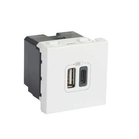 Module chargeur 2 usb type a + type c blanc
