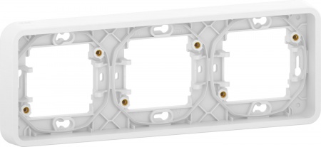Mureva styl - cadre 3 postes horizontal - encastré - ip55 - ik07 - blanc