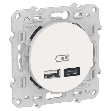 Odace - prise usb double - type a+c - blanc - 5 vcc - 2,4a