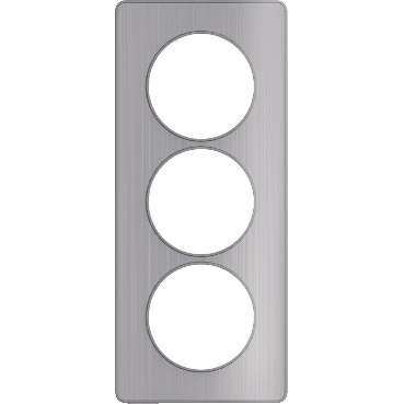 Odace touch, plaque aluminium brossé liseré alu 3 postes verticaux entraxe 57mm