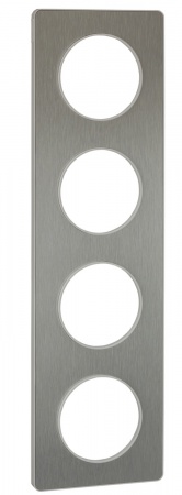 Odace touch, plaque aluminium brossé liseré blanc 4 postes horiz./vert. 71mm