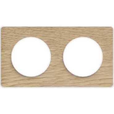 Odace touch, plaque bois naturel liseré blanc 2 postes horiz./vert. 71mm