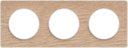 Odace touch, plaque bois naturel liseré blanc 3 postes horiz./vert. 71mm