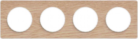 Odace touch, plaque bois naturel liseré blanc 4 postes horiz./vert. 71mm