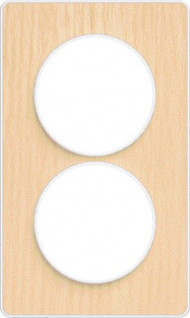 Odace touch, plaque bois nordique avec liseré blanc 2 postes verticaux 57mm