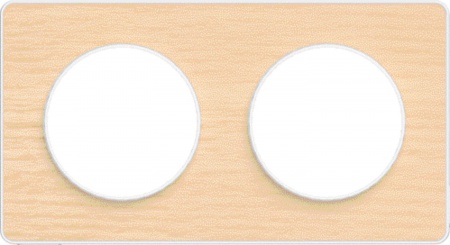 Odace touch, plaque bois nordique liseré blanc 2 postes horiz./vert. 71mm