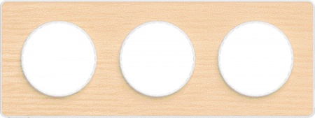 Odace touch, plaque bois nordique liseré blanc 3 postes horiz./vert. 71mm