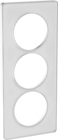 Odace touch, plaque translucide blanc 3 postes verticaux entraxe 57mm