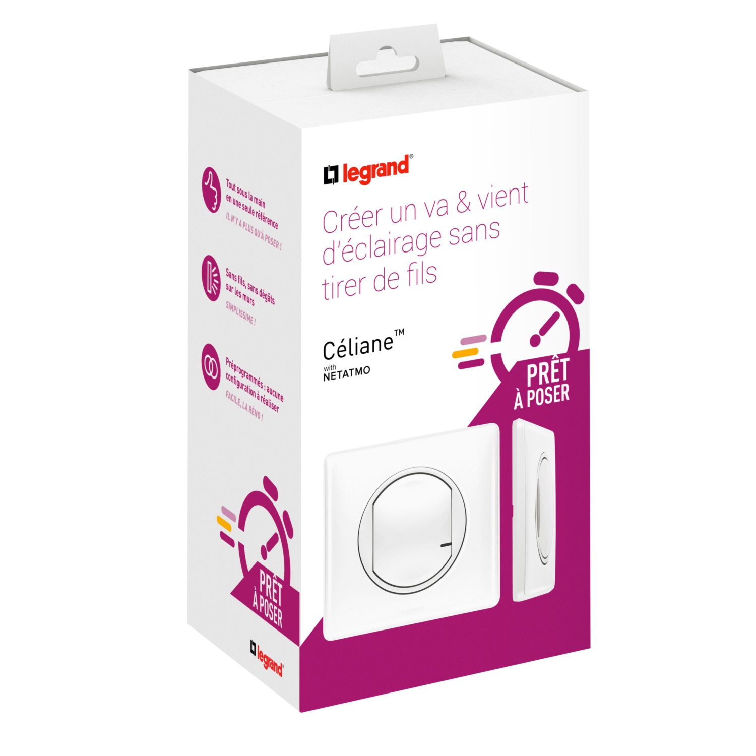 Interrupteur Va Et Vient Sans Fil Legrand Pack prêt à poser va-et-vient Céliane blanc avec commande sans fil - LEGRAND
