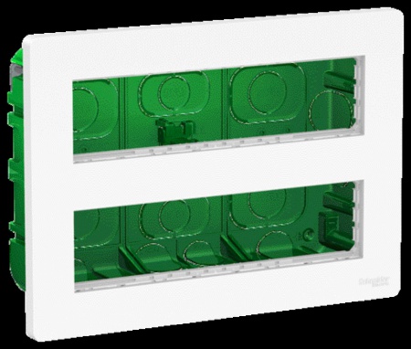Unica - boîte de concentration encastrée complète - 2 rang de 8 mod - blanc anti