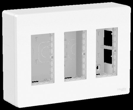Unica - boîte de concentration saillie complète - 3 col de 4 mod - blanc