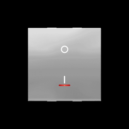 Unica - interrupteur bipolaire lumineux (indication) - 2 mod - alu - méca seul