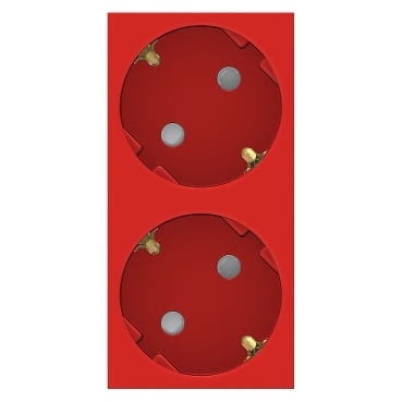 Unica - prise double 2p+t - de - 45° - bornier à vis - rouge - méca seul
