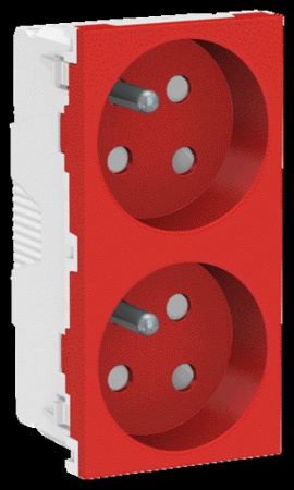 Unica - prise double 2p+t - fr - 45° - connex rap - détromp - rouge - méca seul