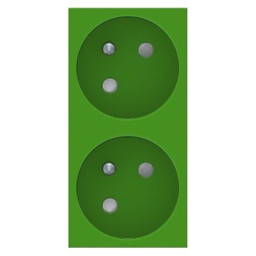 Unica - prise double 2p+t - fr - 45° - connexion rapide - vert - méca seul