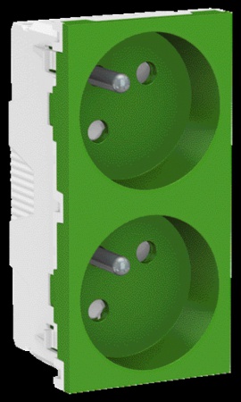 Unica - prise double 2p+t - fr - 45° - connexion rapide - vert - méca seul