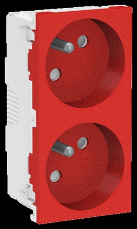 Unica - prise double 2p+t - fr - 45° - goul - connex rapide - rouge - méca seul