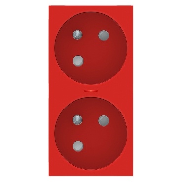 Unica - prise double lum 2p+t - fr - 45° - connexion rapide - rouge - méca seul
