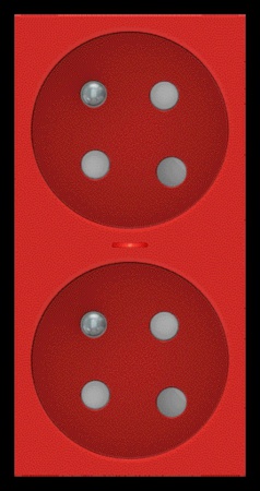 Unica - prise double lumineuse 2p+t - fr - 45° - détrompage - rouge - méca seul