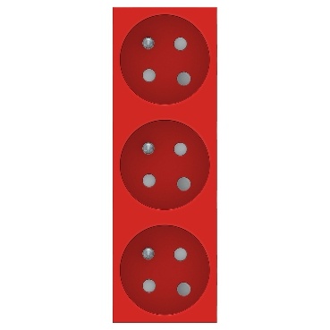 Unica - prise triple 2p+t - fr - 45° - goulotte - détrompage - rouge - méca seul