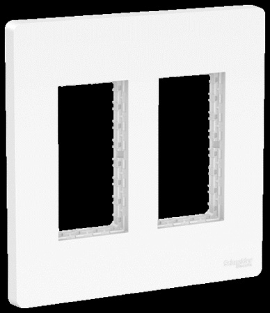 Unica - support + plaque boîte concentration - 2 col de 2 mod - blanc