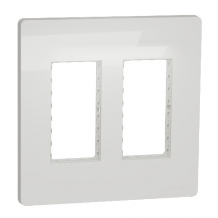 Unica - support + plaque boîte concentration - 2 col de 2 mod - blanc