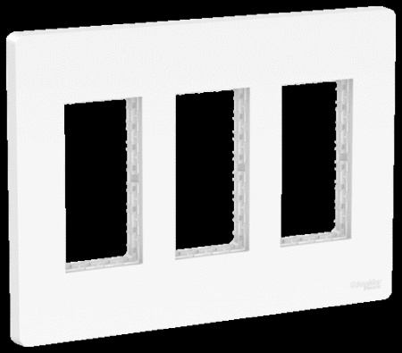 Unica - support + plaque boîte concentration - 3 col de 2 mod - blanc