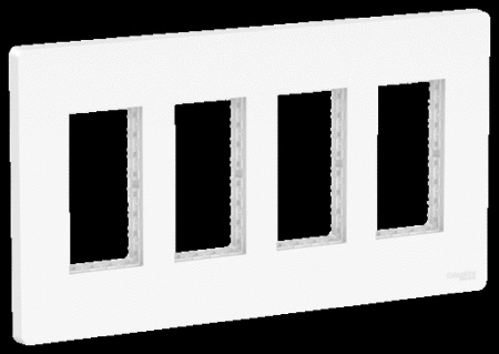 Unica - support + plaque boîte concentration - 4 col de 2 mod - blanc